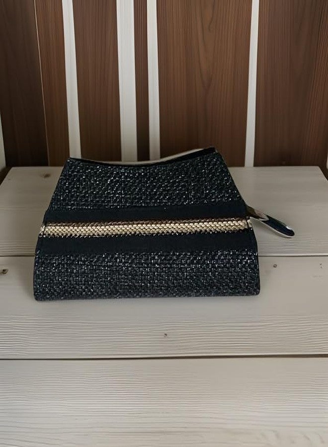 Salvus APP SOLUTIONS Elegant Black Fabric Hand Clutch Bag for Women | Compact Handheld Purse for Office, College & Daily Use (10x3x24 cm) - Image 4